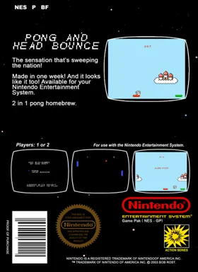 Pong and Head Bounce (World) (Aftermarket) (Homebrew) box cover back